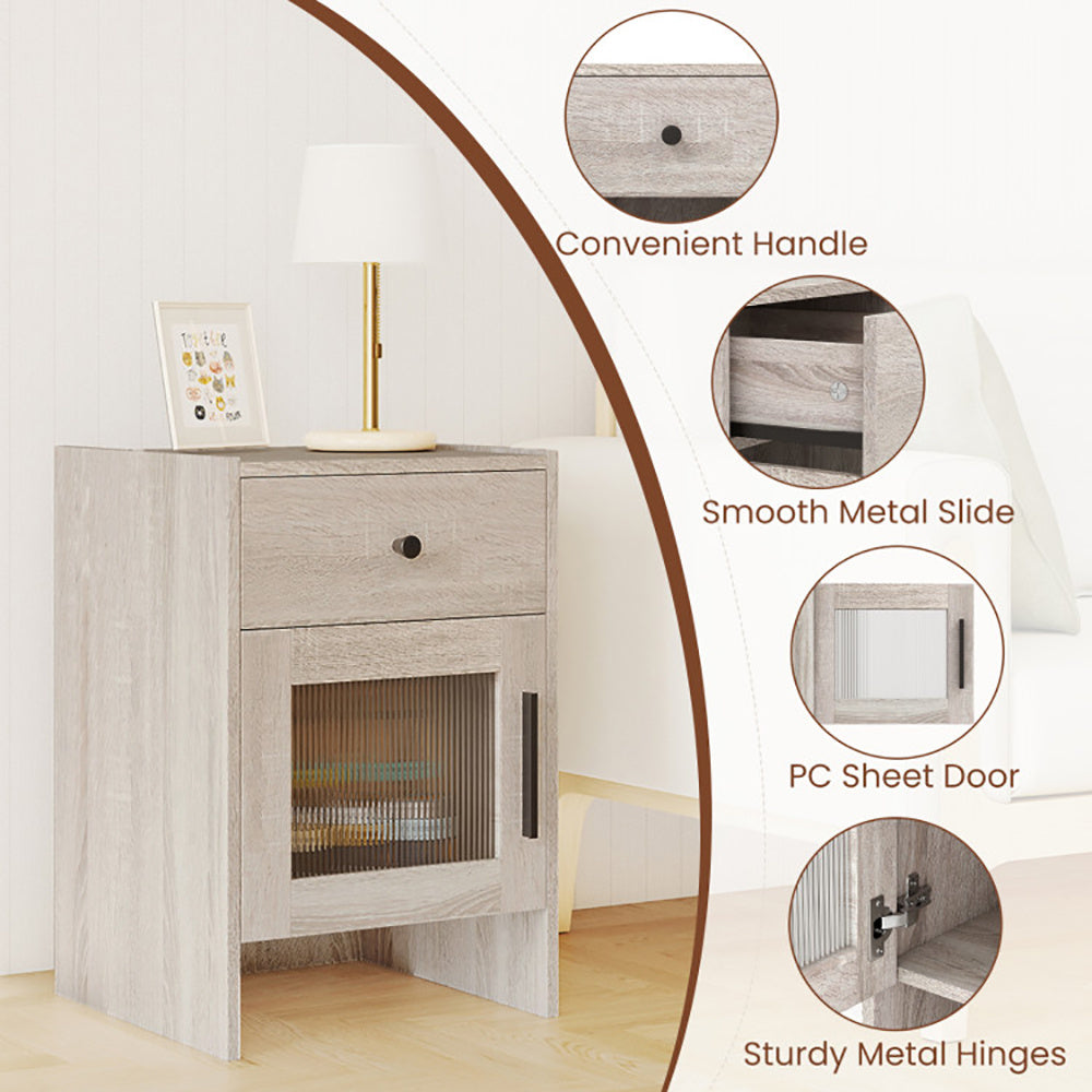 Nightstand With Drawer And Cabinet