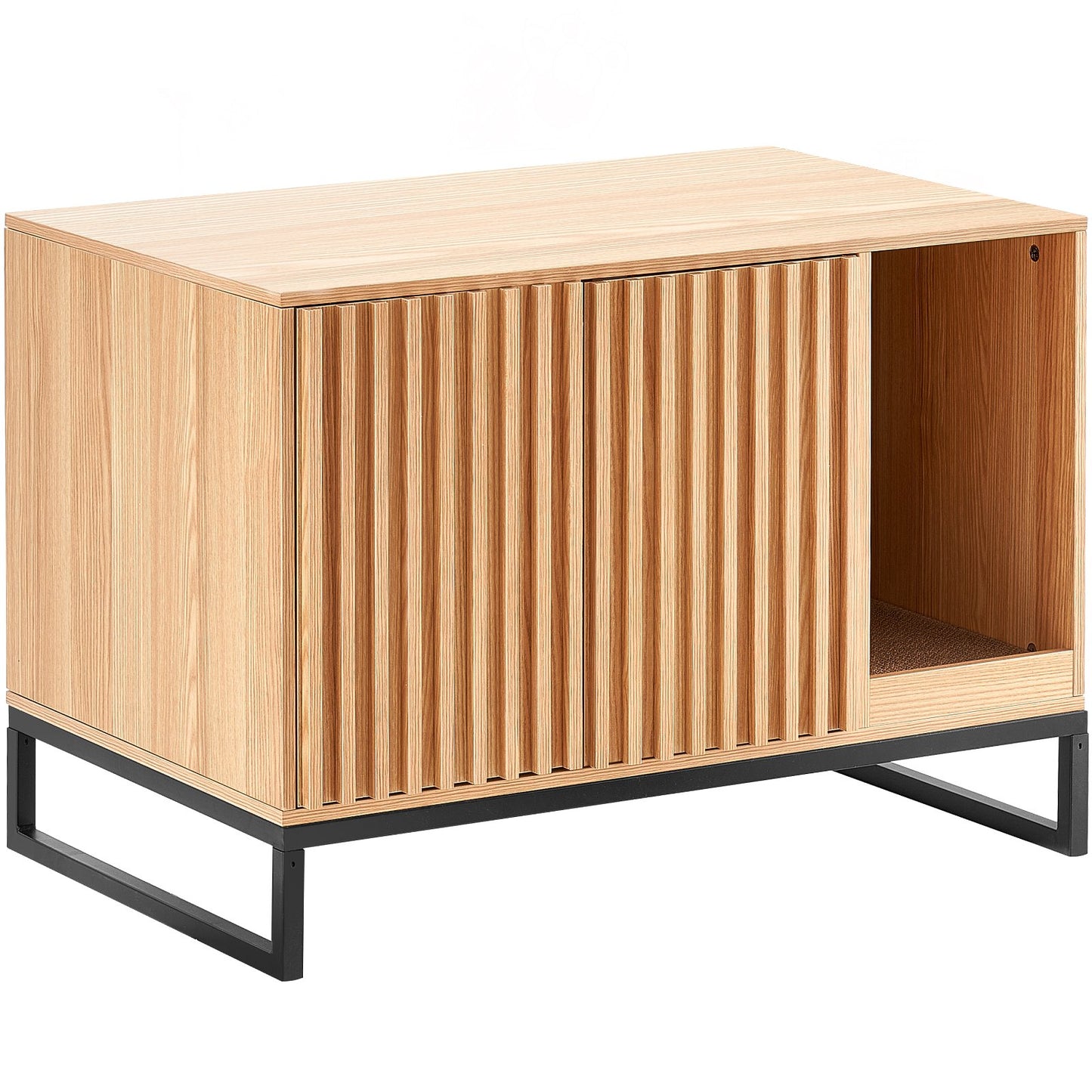 Cat Litter Box Enclosure, Hidden Litter Box Furniture, Wooden Cat Washroom Indoor With 2 Doors & Study Metal Legs, Cat House Cabinet Hidden Fit Most Of Litter Box, 31.5"L X 20"W X 22"H, Natural