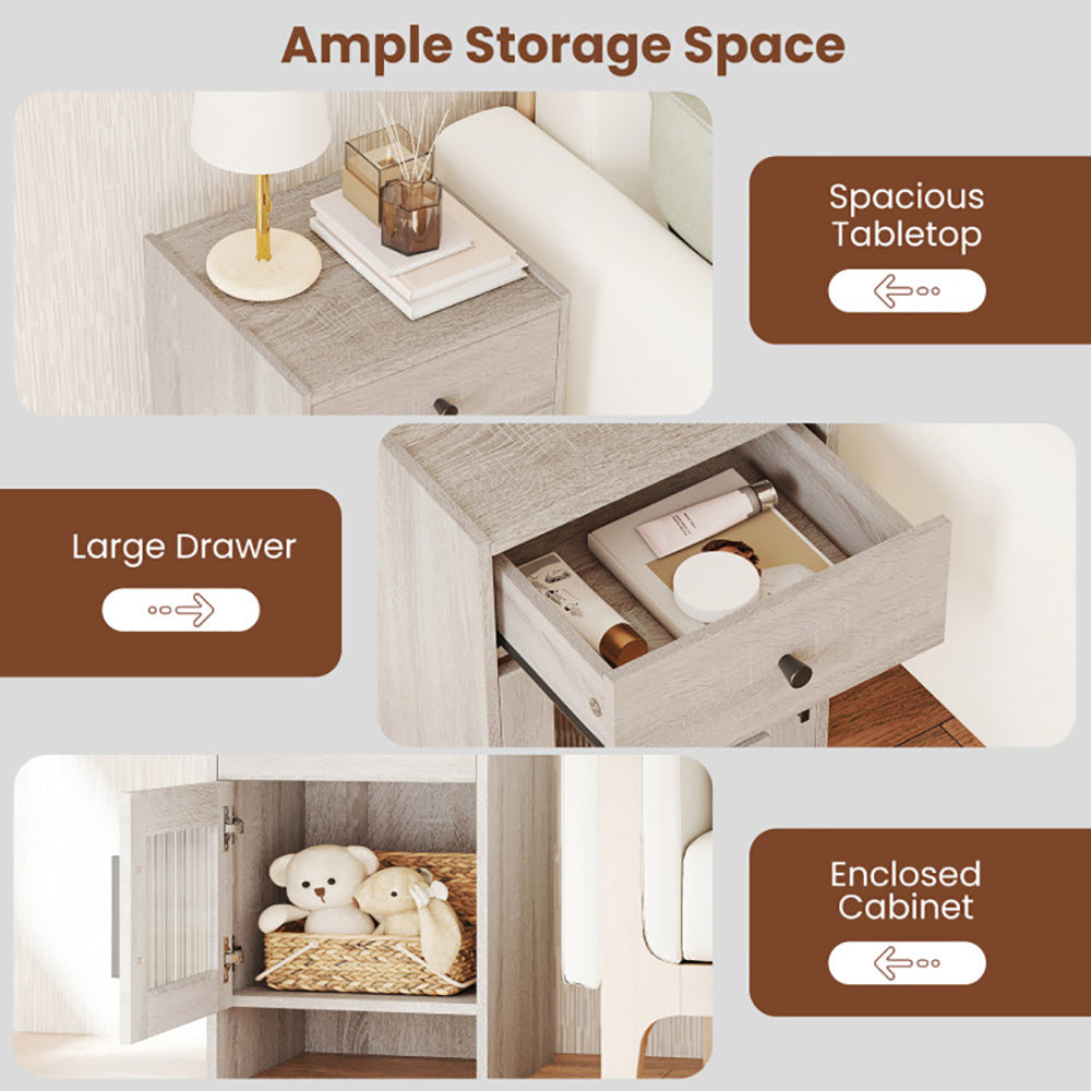 Nightstand With Drawer And Cabinet