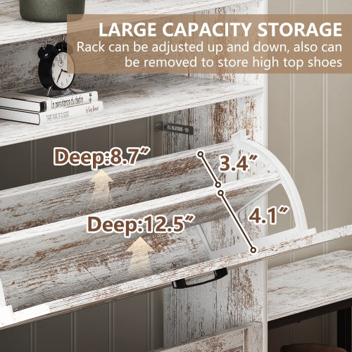 Shoe Cabinet, Entry Home Shoe Cabinet, Entrance Balcony Storage Cabinet, Large Capacity Shoe Rack, White