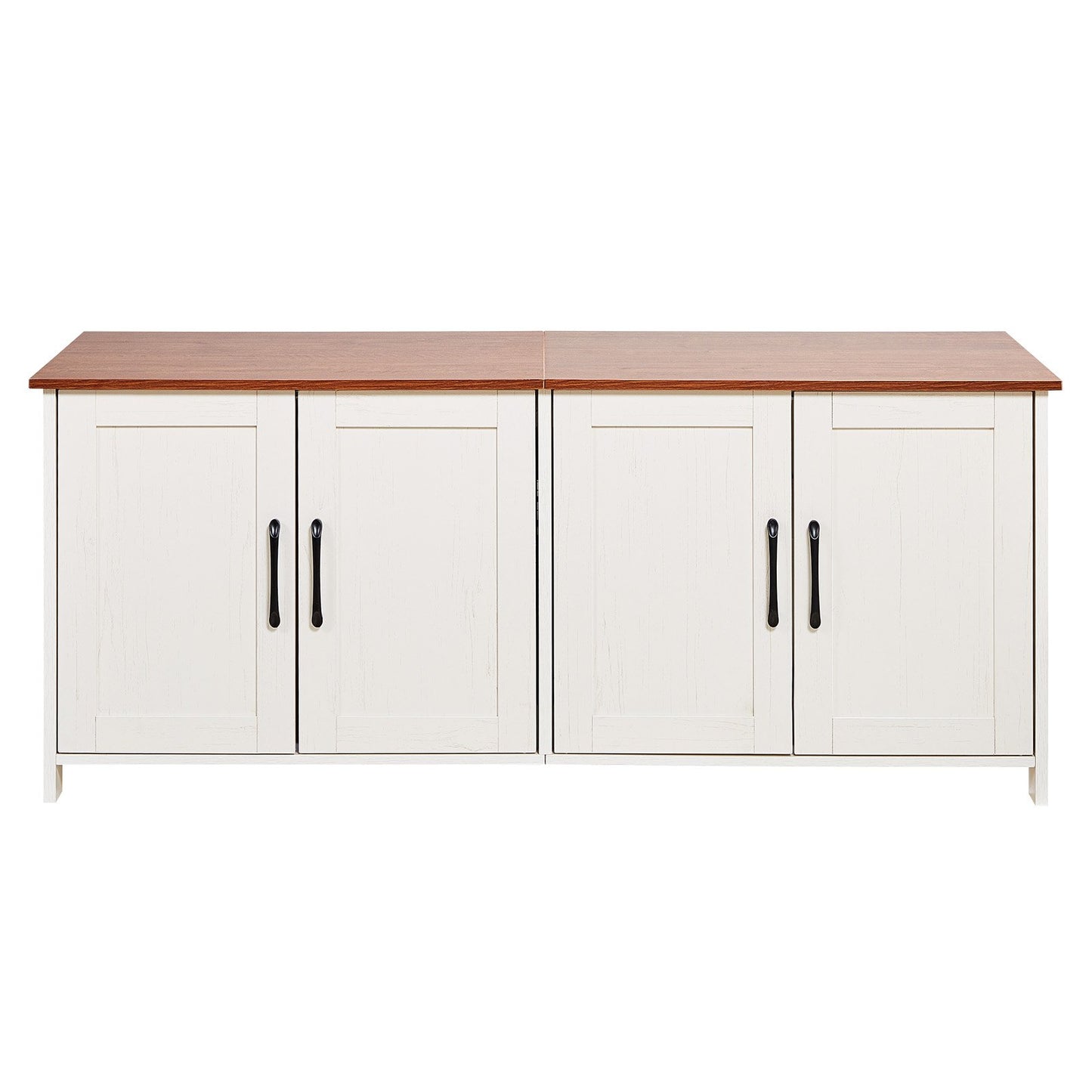 Cat Litter Box Enclosure For Multi Cats, 47.2 In Hidden Litter Box Cabinet With 4 Doors & 2 Entries, Indoor Cat Washroom, Wooden Kitty House Furniture, Fit Most Litterboxes, Brown & White