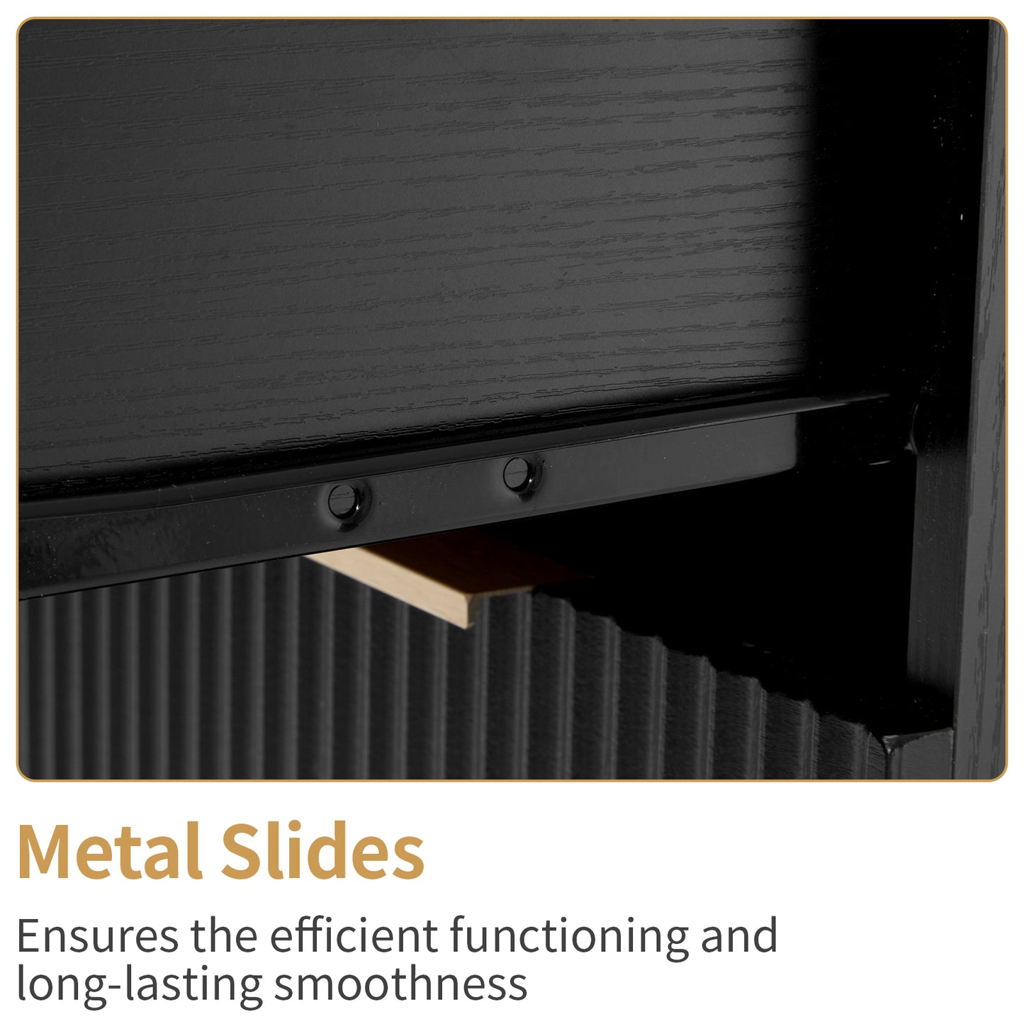 Black P2 Density Board, Wave Pattern Drawer Surface, 2 Drawer Bedside Cabinet 1pc