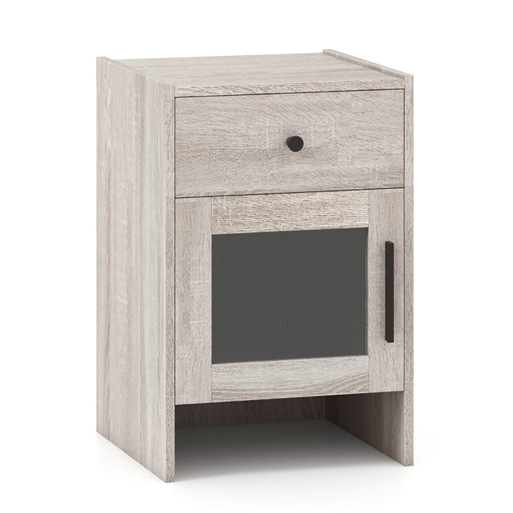 Nightstand With Drawer And Cabinet