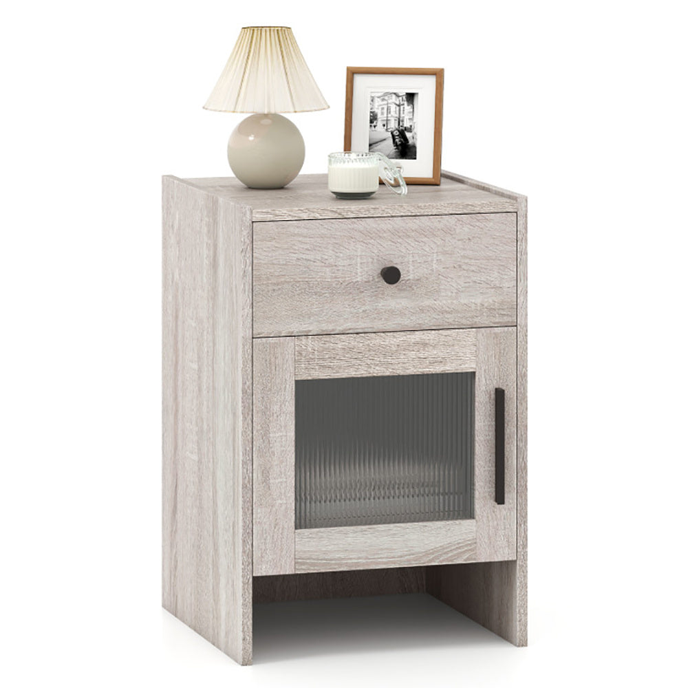 Nightstand With Drawer And Cabinet