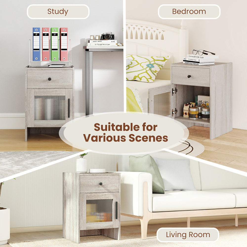 Nightstand With Drawer And Cabinet