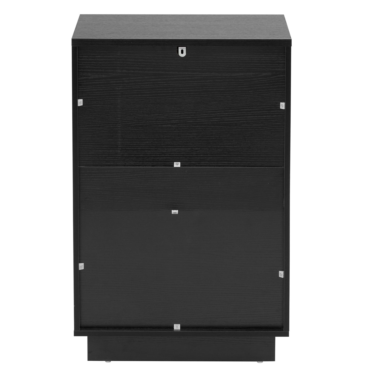 Black P2 Density Board, Wave Pattern Drawer Surface, 2 Drawer Bedside Cabinet 1pc